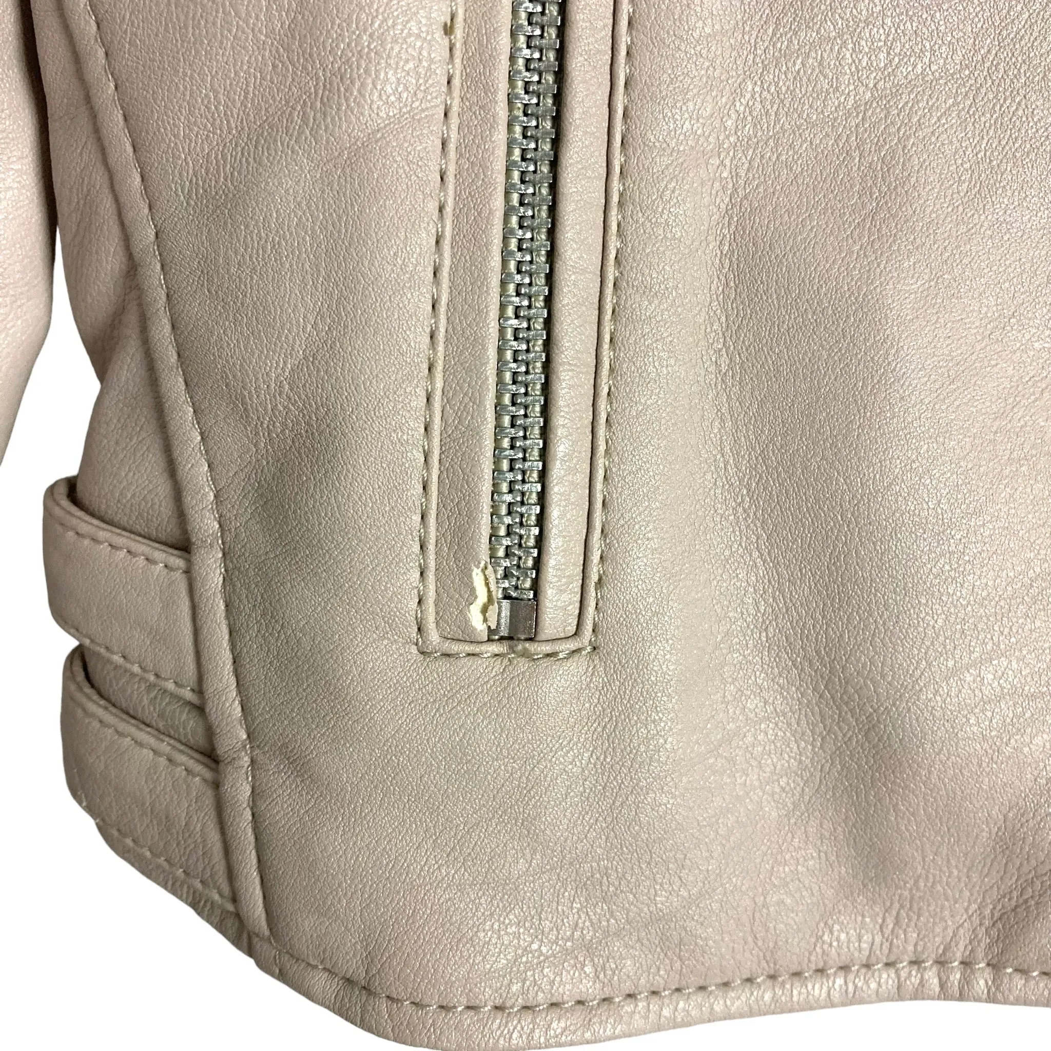 Abercrombie & Fitch Beige Faux Leather Moto Jacket NWT- Size S (see notes)