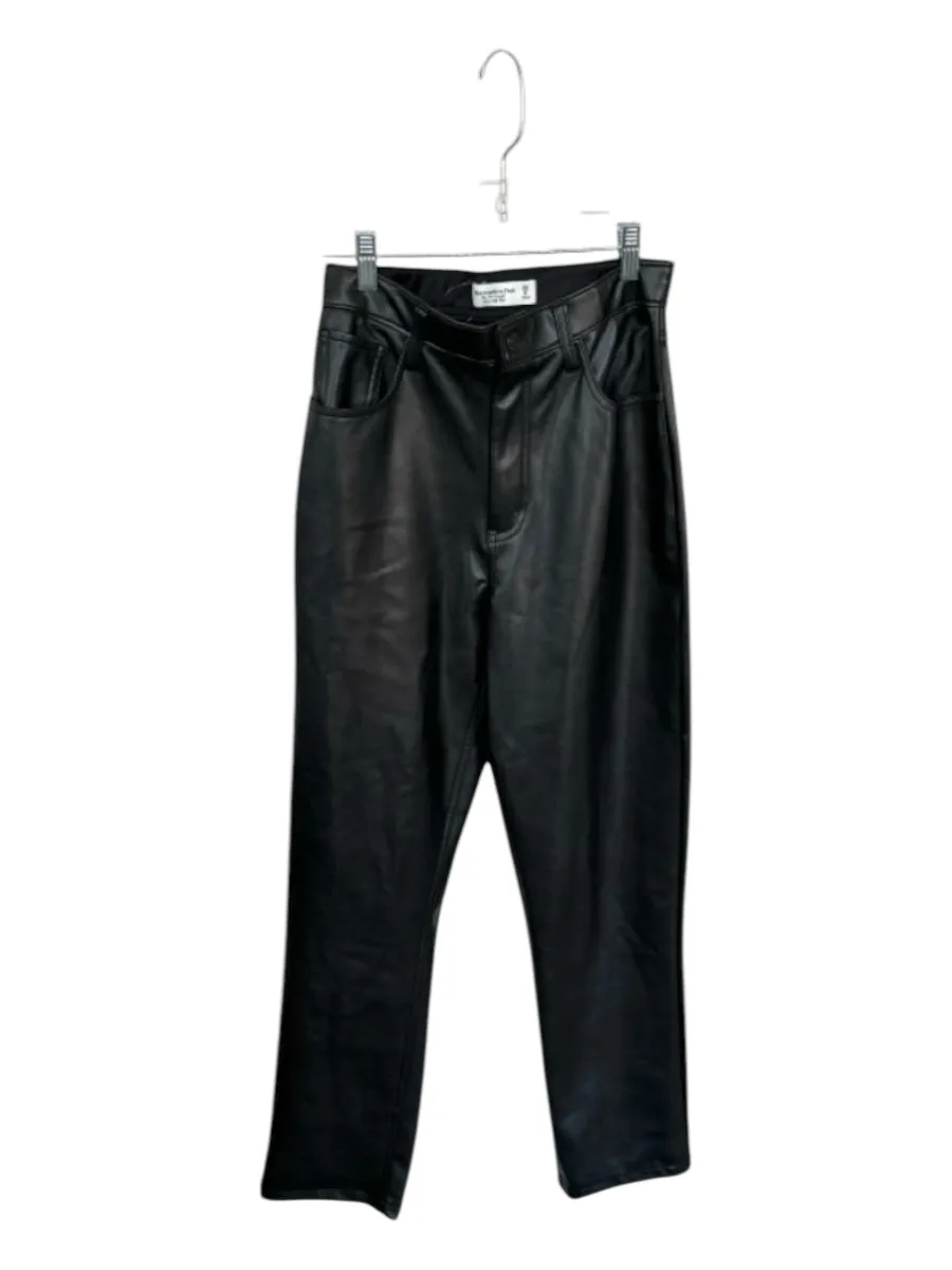 Abercrombie & Fitch Size 6 Black Vegan Leather High Waist Straight Leg Pants