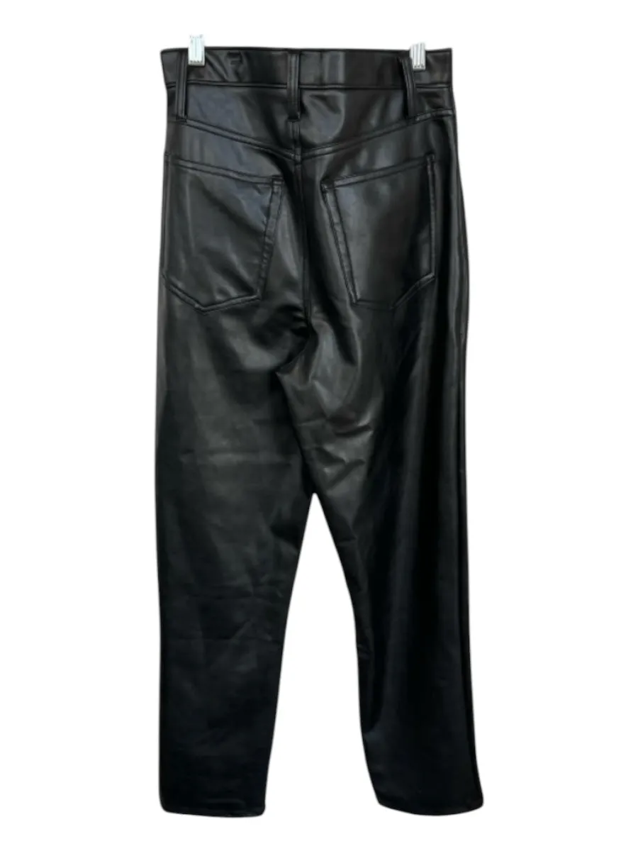 Abercrombie & Fitch Size 6 Black Vegan Leather High Waist Straight Leg Pants