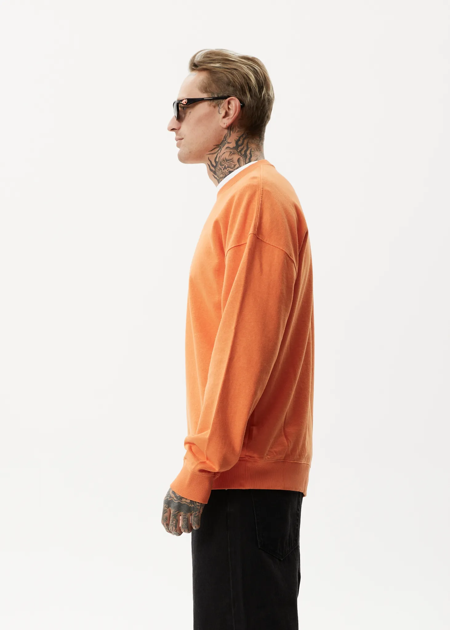 AFENDS Mens Sativa - Oversized Crew Neck Jumper - Sunset