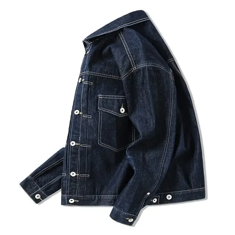 Aidase Men's Denim Jacket Button Autumn Blue Male Jean Coats Outwear Stylish Winter Oversize Trendy Large Size Cowboy 2024 Y2k Xl