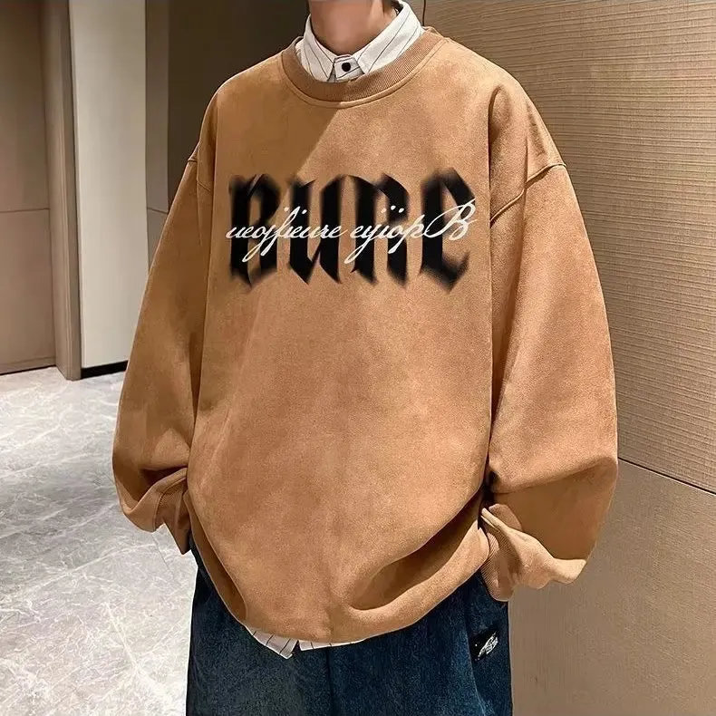 Aidase Suede Korean Autumn Winter Sweatshirts Men and Women American Retro Y2K Fashion Brand High Street Tops Heavy Loose Jacket Ins