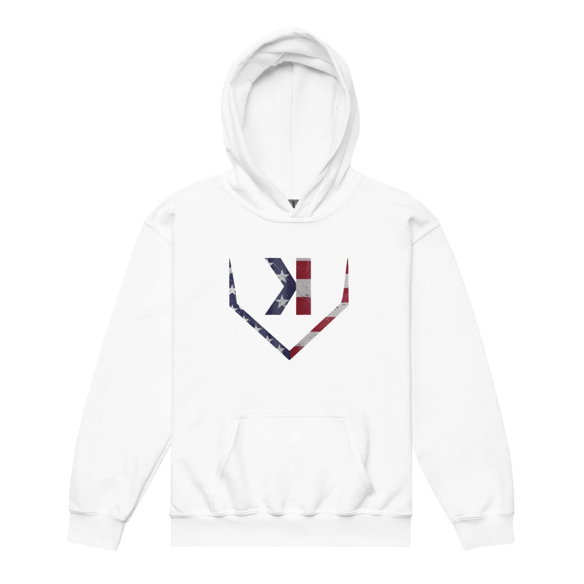 American Flag Home Plate Distressed - Youth Hoodie