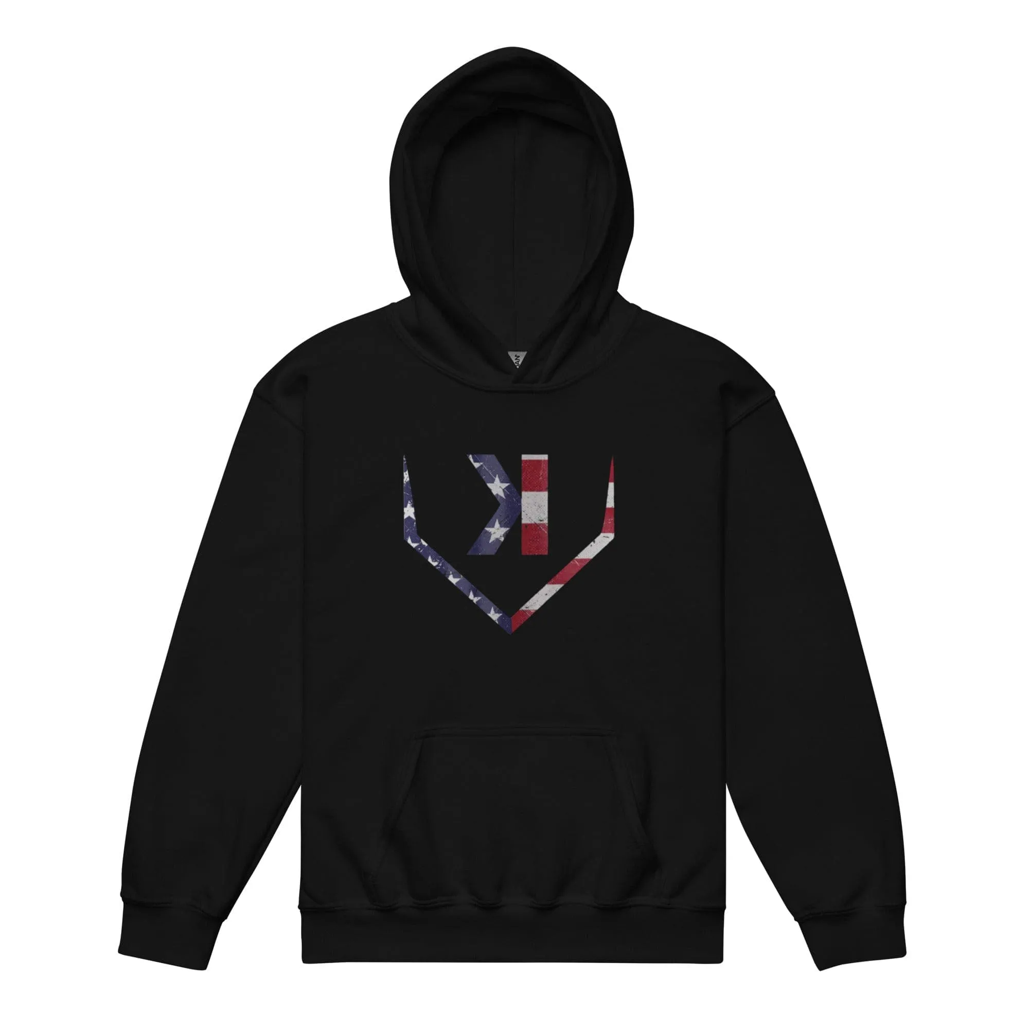 American Flag Home Plate Distressed - Youth Hoodie