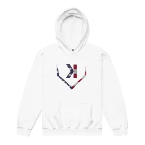 American Flag Home Plate Distressed - Youth Hoodie