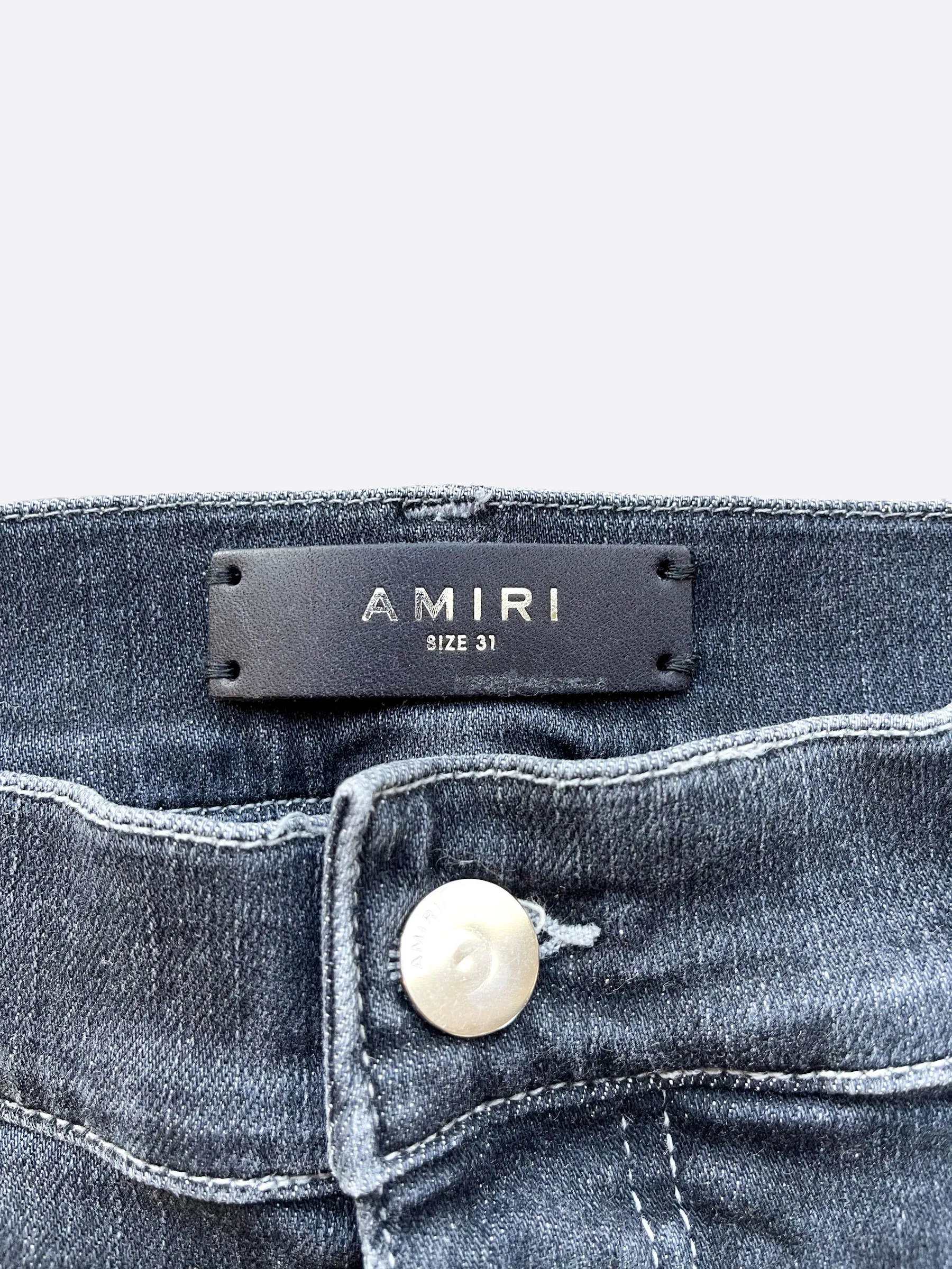 Amiri Grey Distressed Thrasher Denim