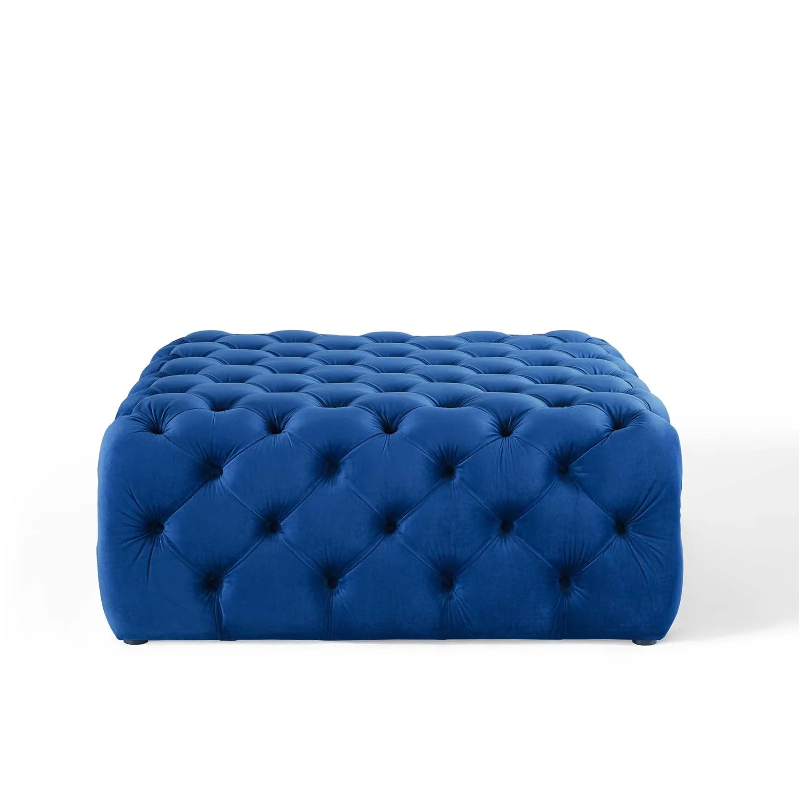 Amour Tufted Button Large Square Performance Velvet Ottoman