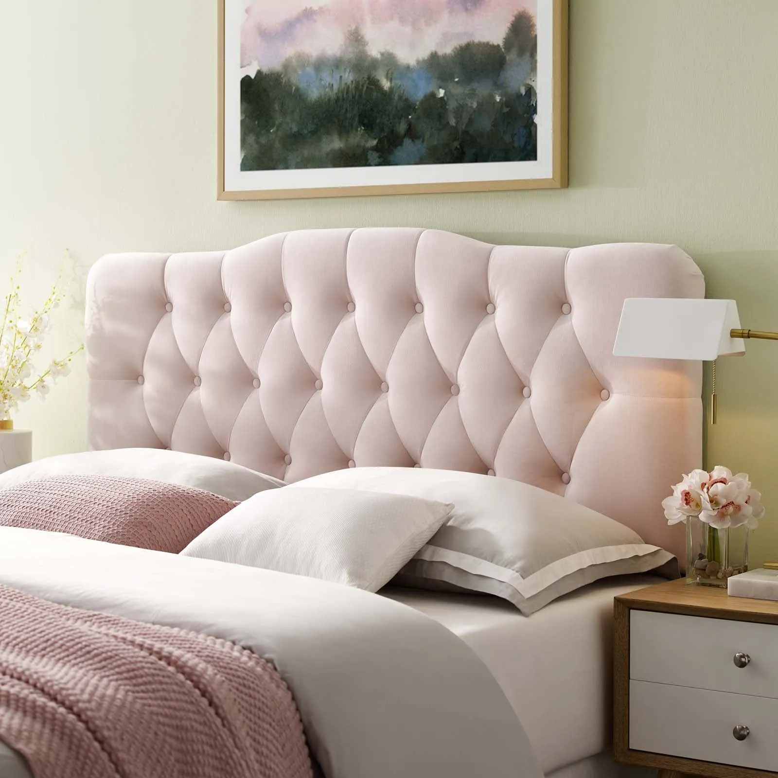 Annabel Diamond Tufted Performance Velvet Headboard