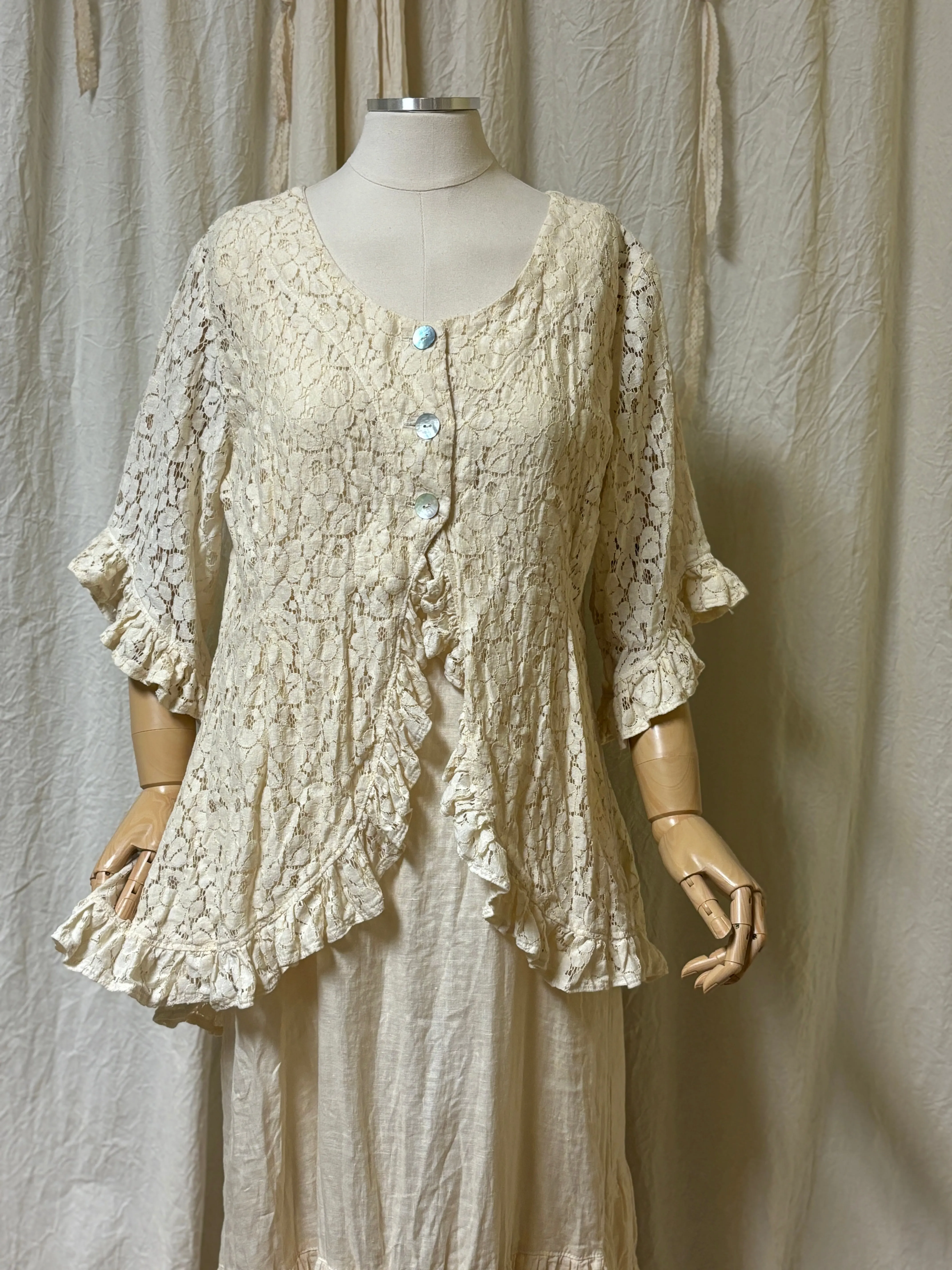 April Jacket Cotton Lace Tea Stain