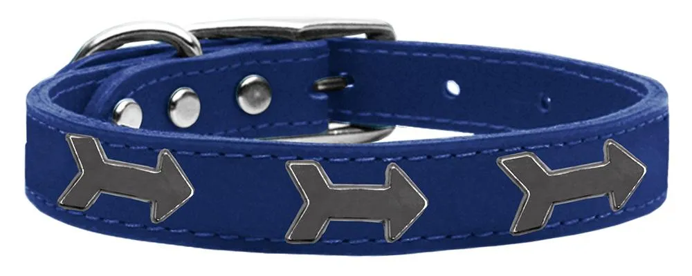 Arrow Widget Genuine Leather Dog Collar Blue 16