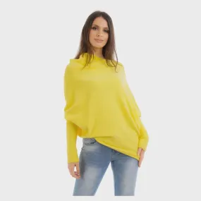 Audrey  Asymmetric Knitted Jumper - Lemon