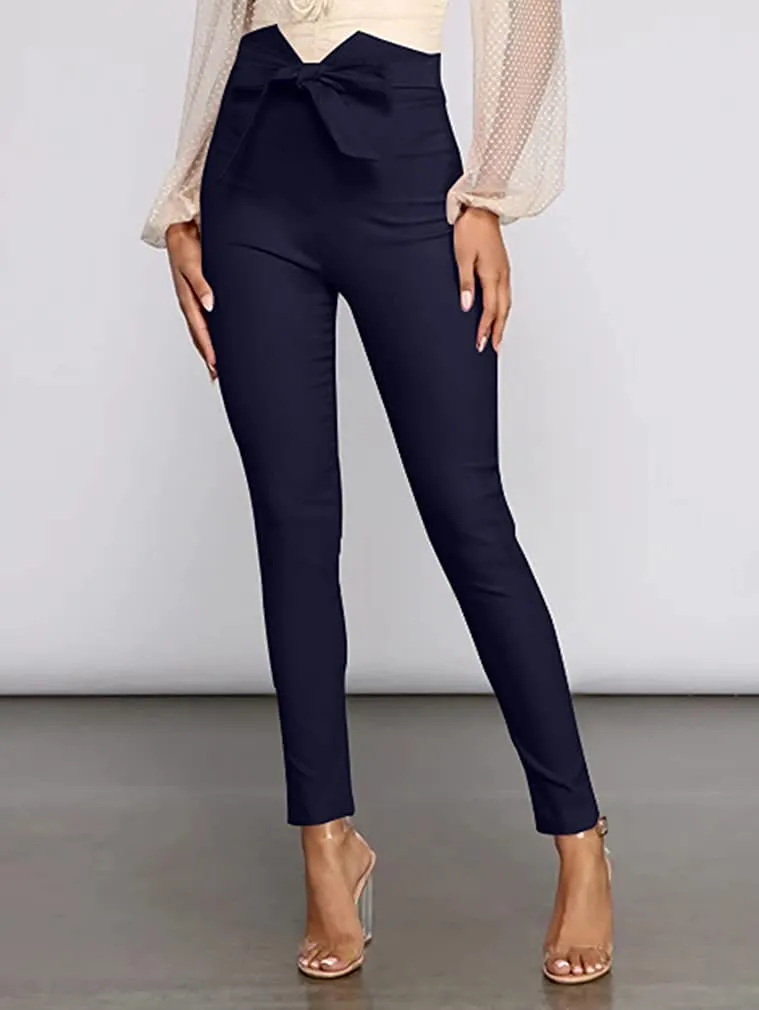 Black Front Tie High Waist Pants