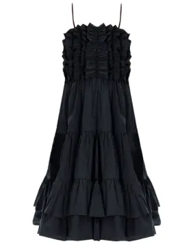 Black Ruffle Midi Dress