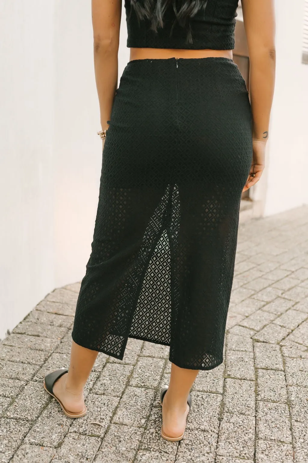 Black Sheer Lace Midi Skirt - FINAL SALE