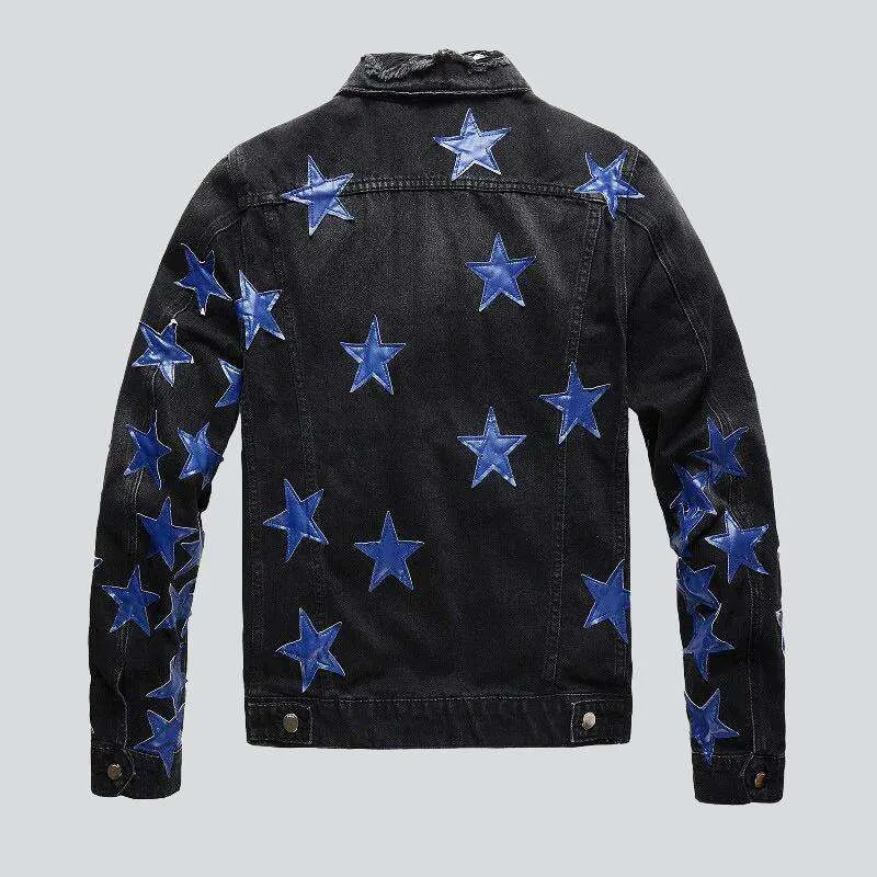 Blue stars black denim jacket