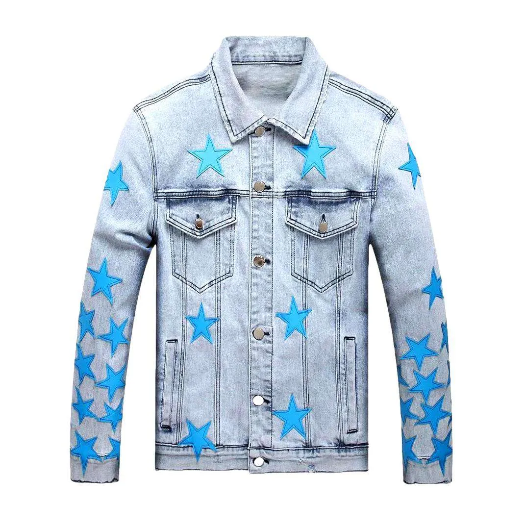 Blue stars light denim jacket