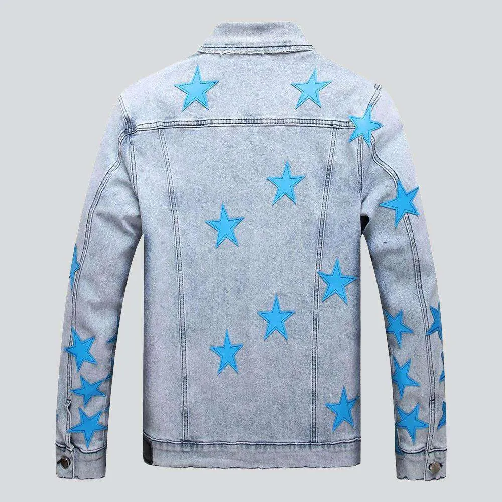 Blue stars light denim jacket