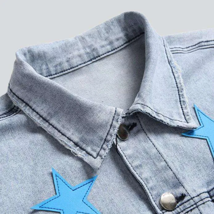 Blue stars light denim jacket