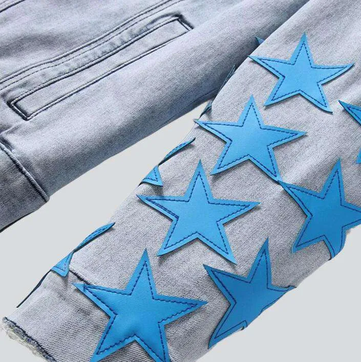 Blue stars light denim jacket