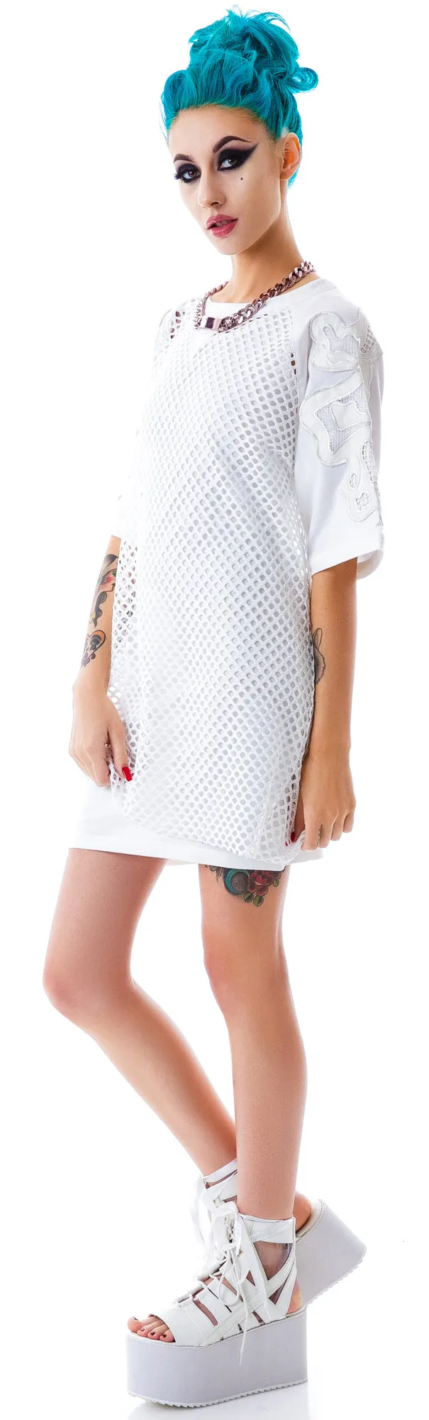 Bone Me Mesh Jersey Dress