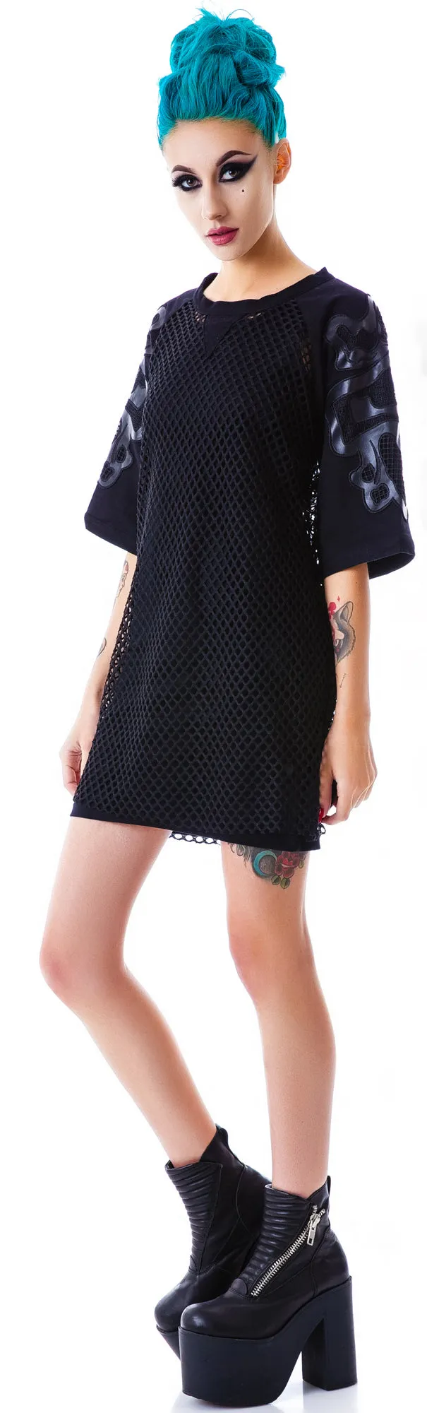 Bone Me Mesh Jersey Dress