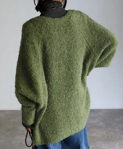 Boucle volume cardigan / green