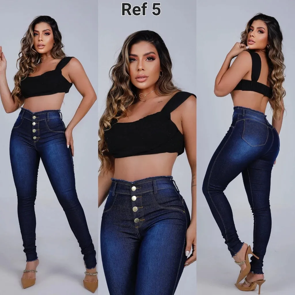 Calça Jeans Feminina Cintura Alta com Lycra Levanta Bumbum Skinny