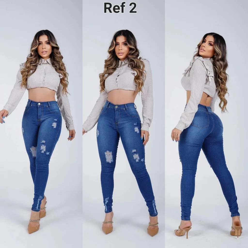 Calça Jeans Feminina Cintura Alta com Lycra Levanta Bumbum Skinny