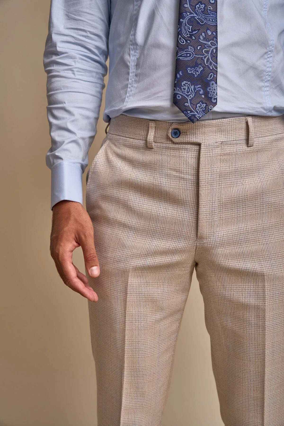 Caridi Beige Tweed Trousers