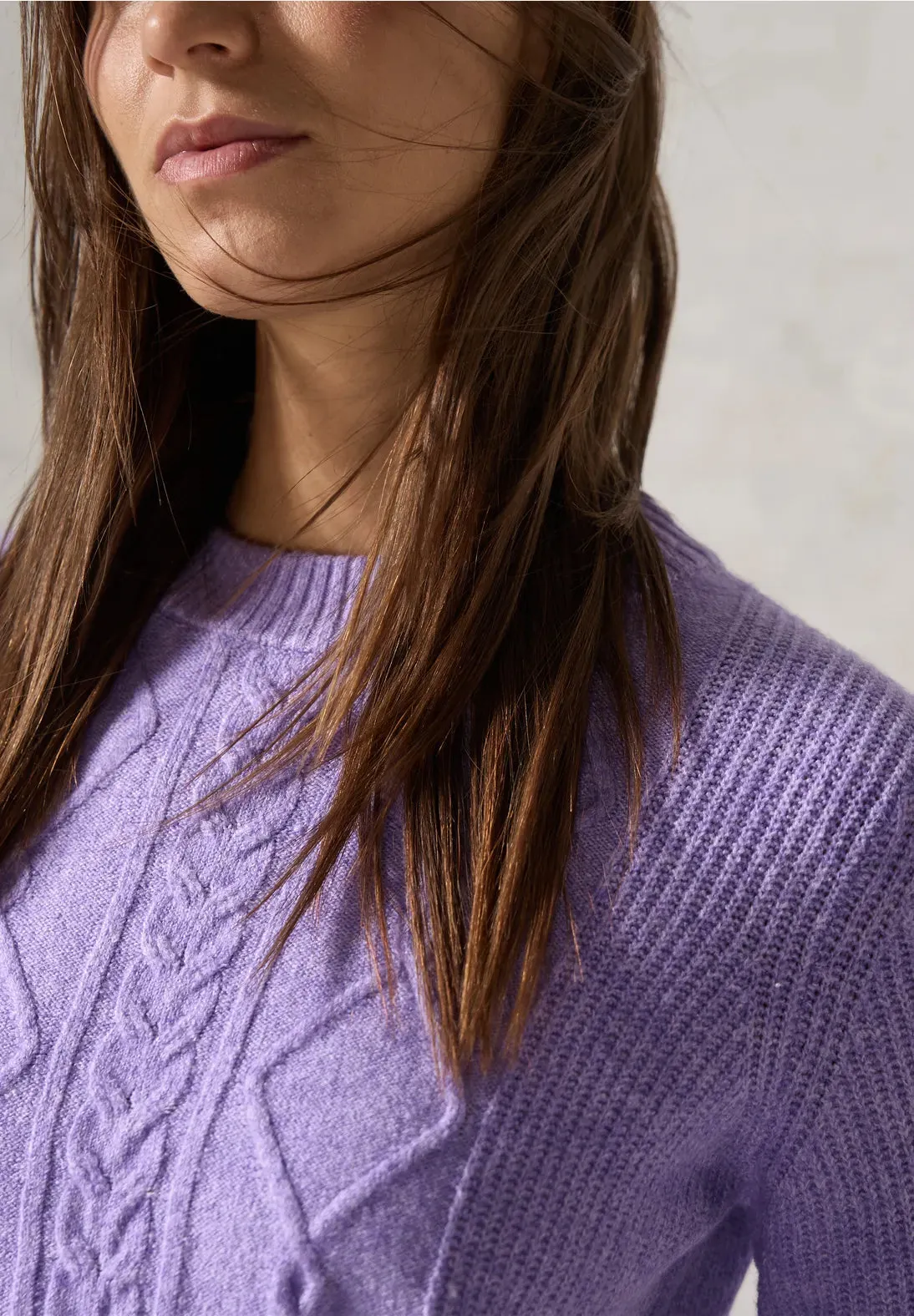 Cecil Cable knit Jumper in Lilac or Grey 02961