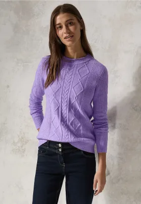 Cecil Cable knit Jumper in Lilac or Grey 02961