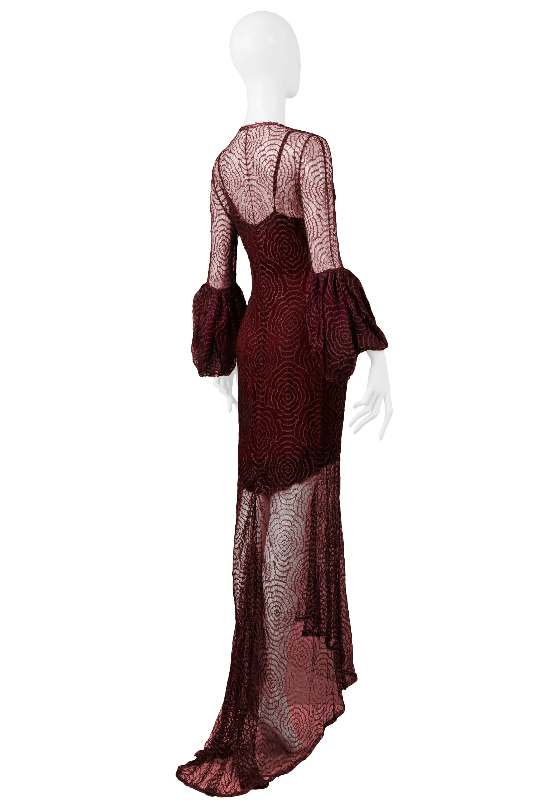 CHLOE BY KARL LAGERFELD BURGUNDY LACE GOWN 1994