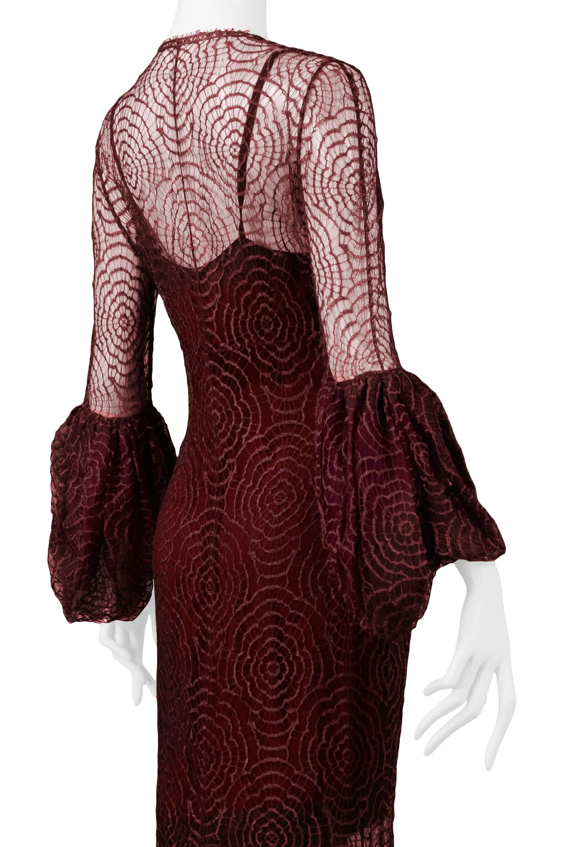 CHLOE BY KARL LAGERFELD BURGUNDY LACE GOWN 1994