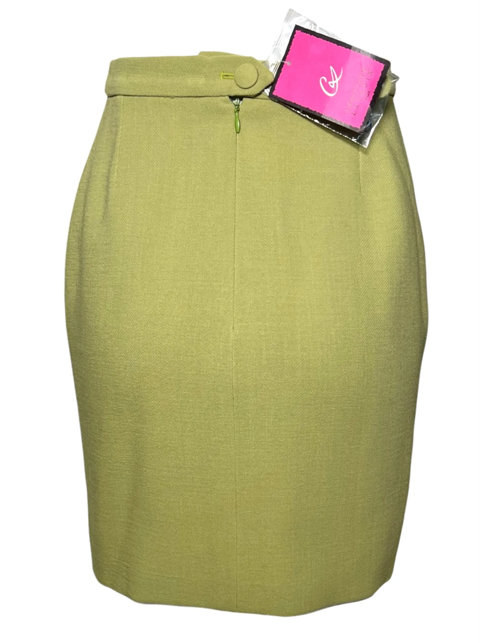 Christian Lacroix 1990s Avocado Green Double Breasted Skirt Suit Ensemble, NWT