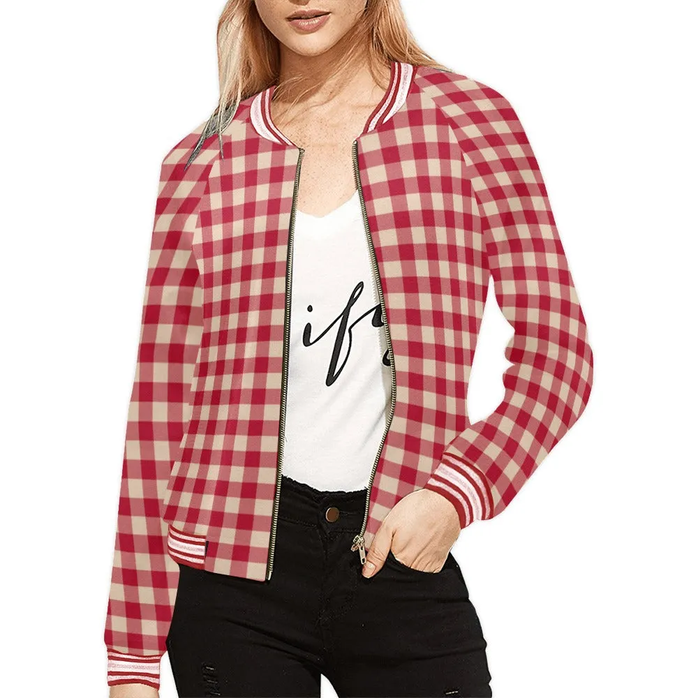 Christmas Tartan Bomber Jacket for Women