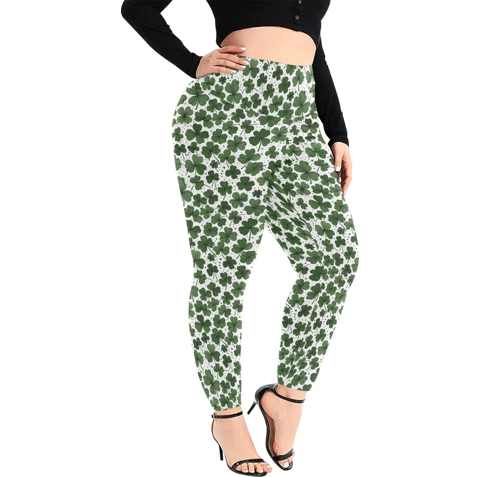 Clovers Women's Plus Size High Waited Leggings Women's High Waist Leggings(Plus Size)(ModelL45)