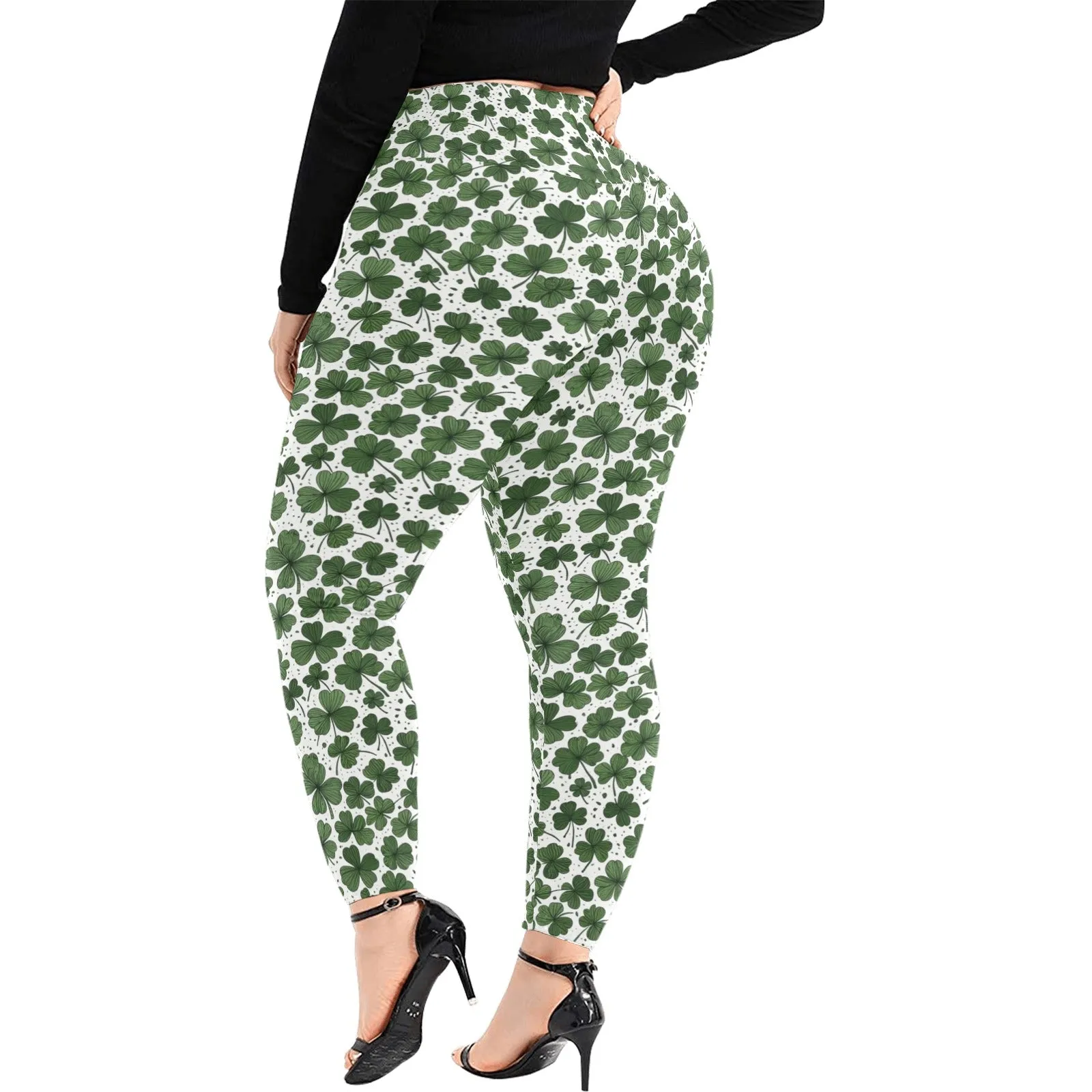 Clovers Women's Plus Size High Waited Leggings Women's High Waist Leggings(Plus Size)(ModelL45)