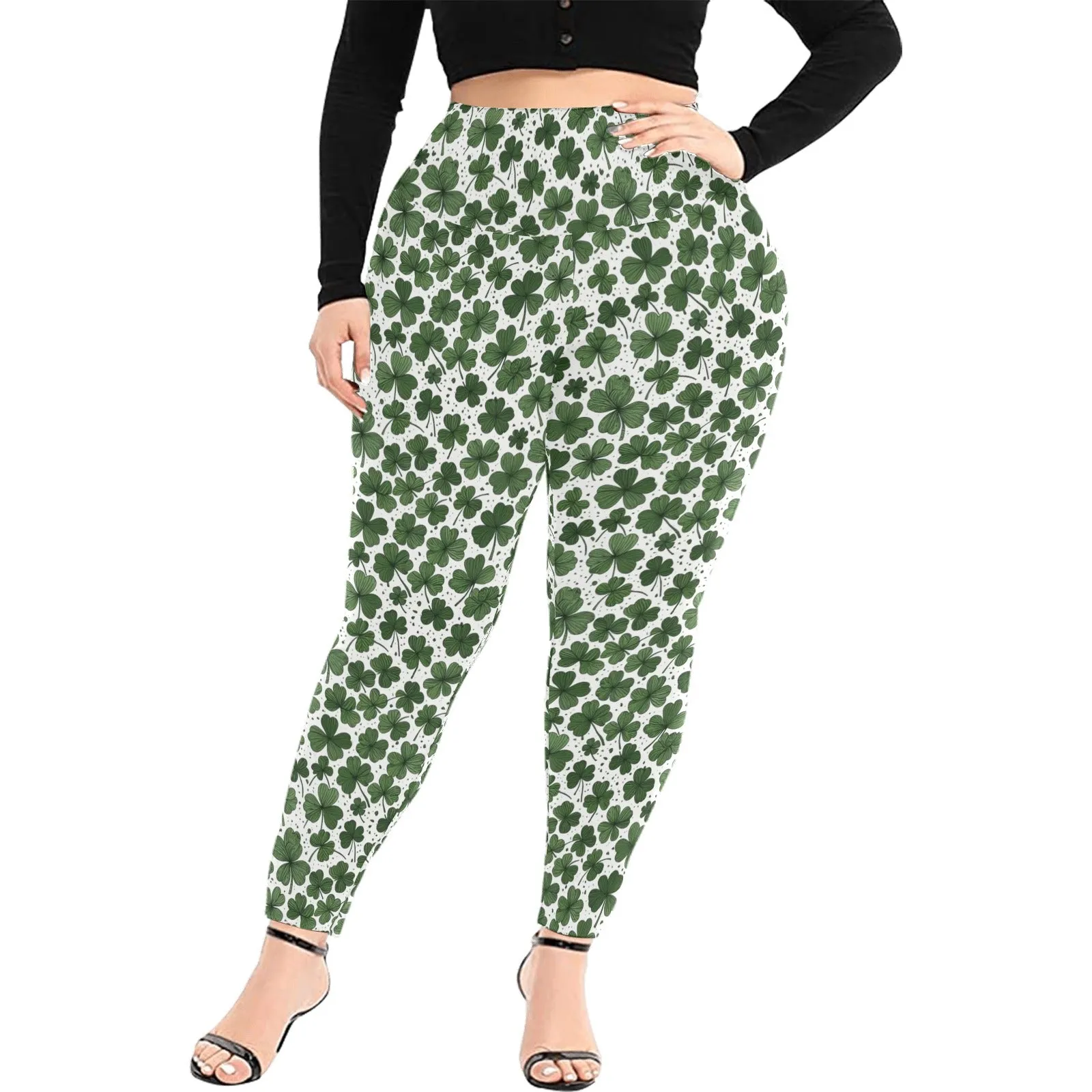 Clovers Women's Plus Size High Waited Leggings Women's High Waist Leggings(Plus Size)(ModelL45)