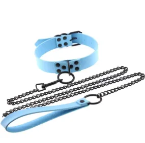 Collar and Chain Leash (Light Blue)