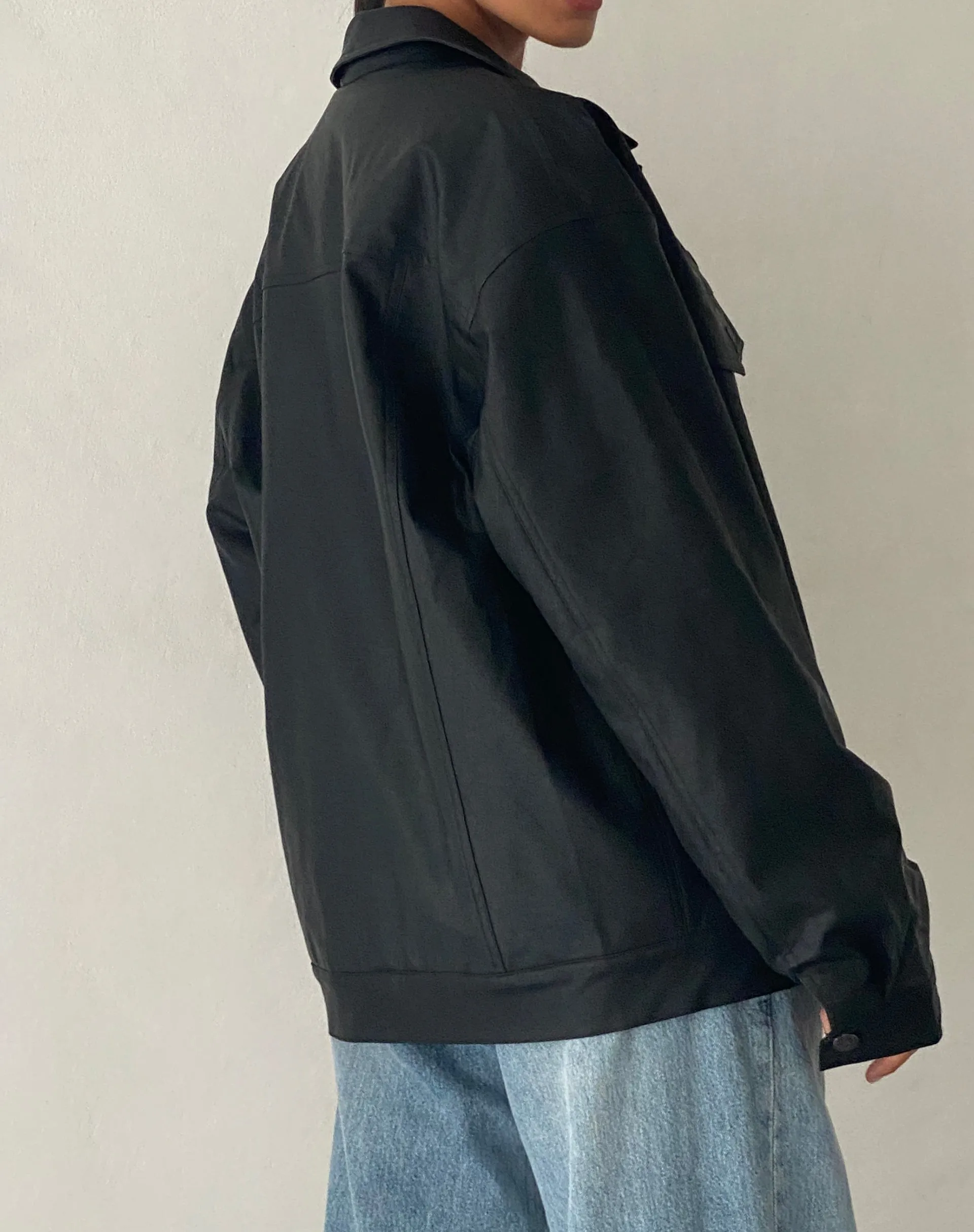 Colleen Oversized Jacket in PU Black