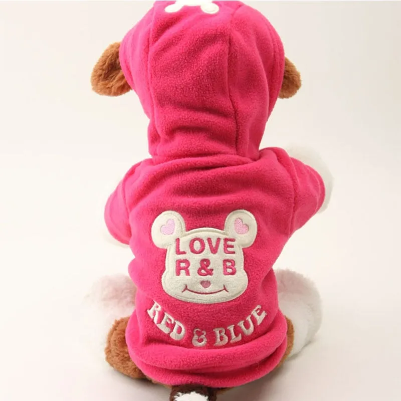 Cute Love R&B Bear Fleece Print Warm Winter Puppy Hoodies