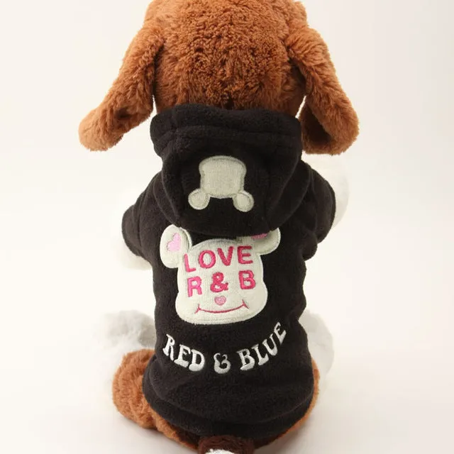 Cute Love R&B Bear Fleece Print Warm Winter Puppy Hoodies