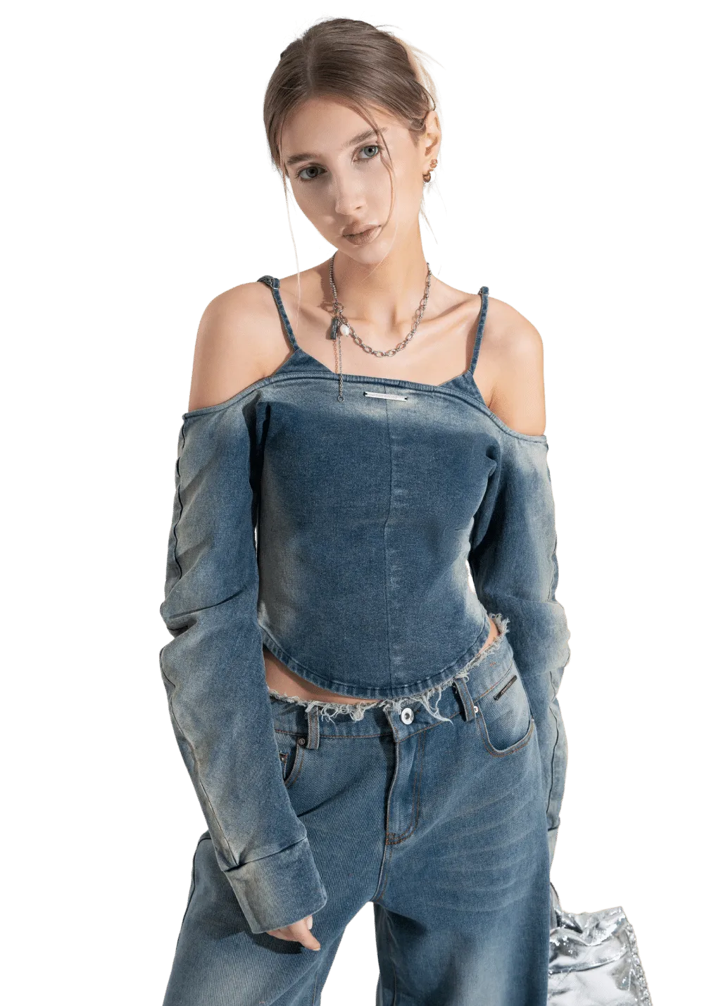 Distressed Denim Top