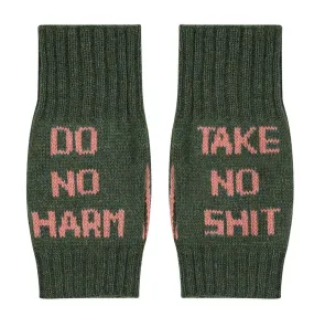 Do No Harm Take No Shit Wrist Warmers in Moss