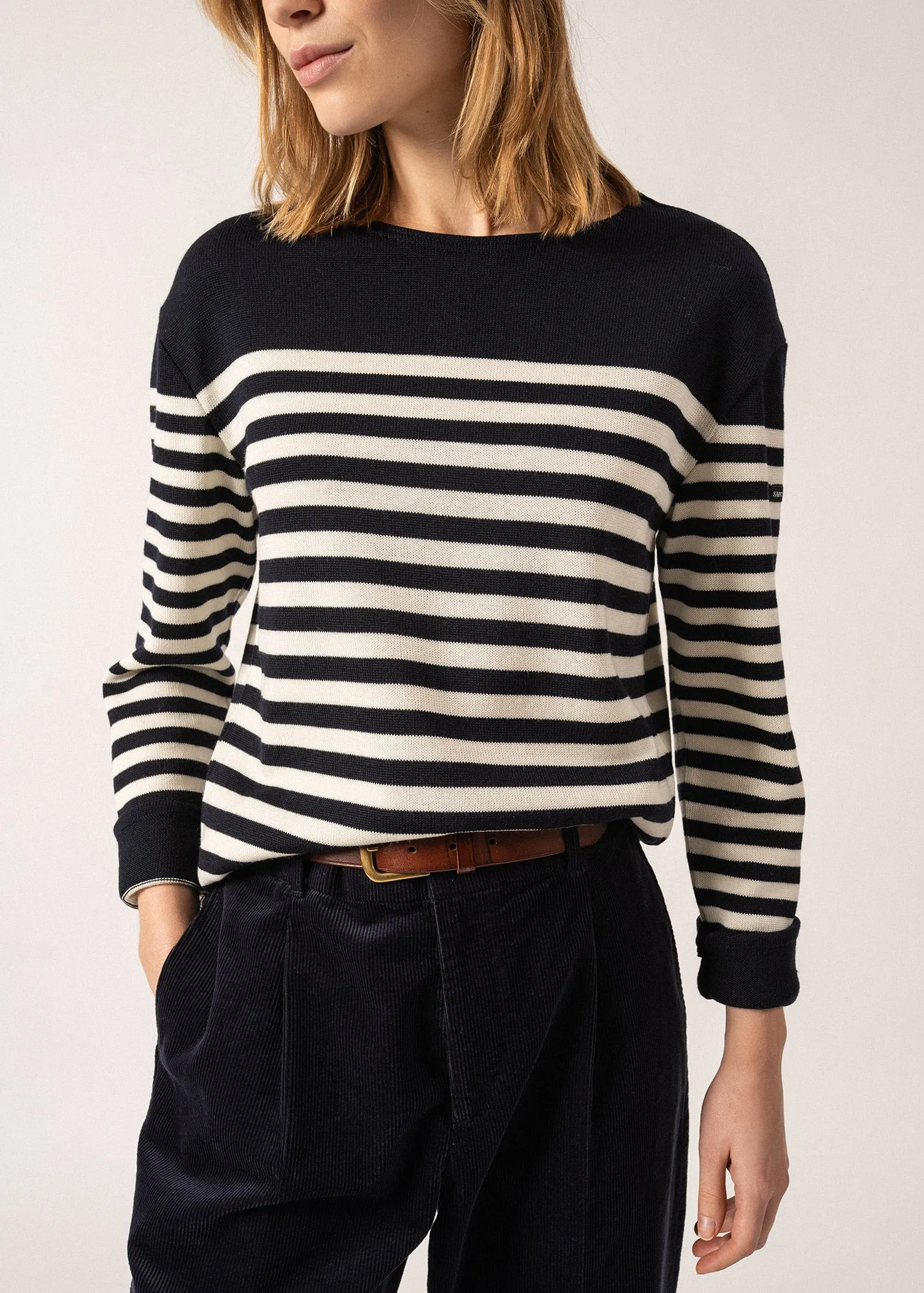 Ecrins Striped Jumper - in soft wool (NAVY/ECUME)