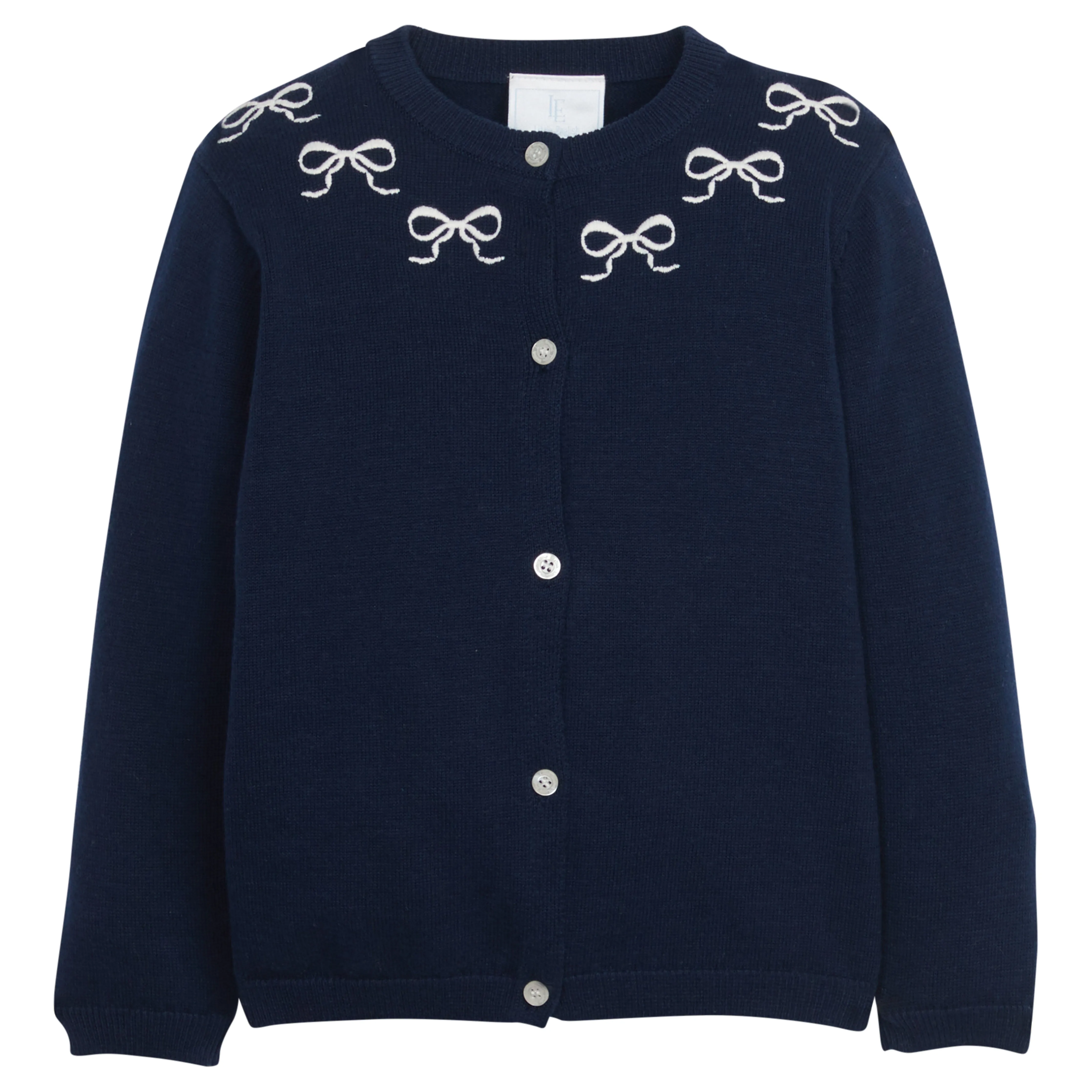 Embroidered Essential Cardigan - Navy Bows