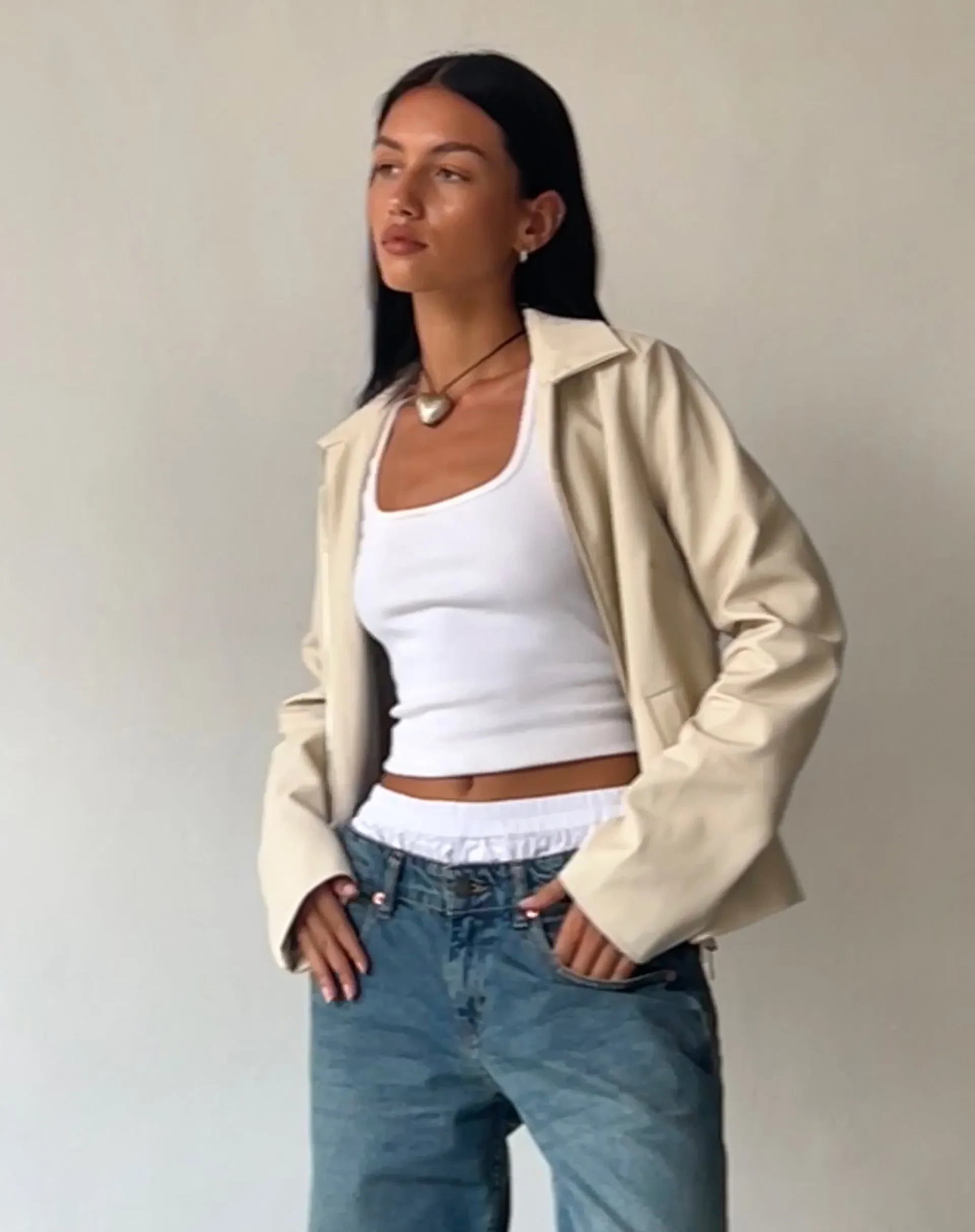 Enid Jacket in PU Ivory