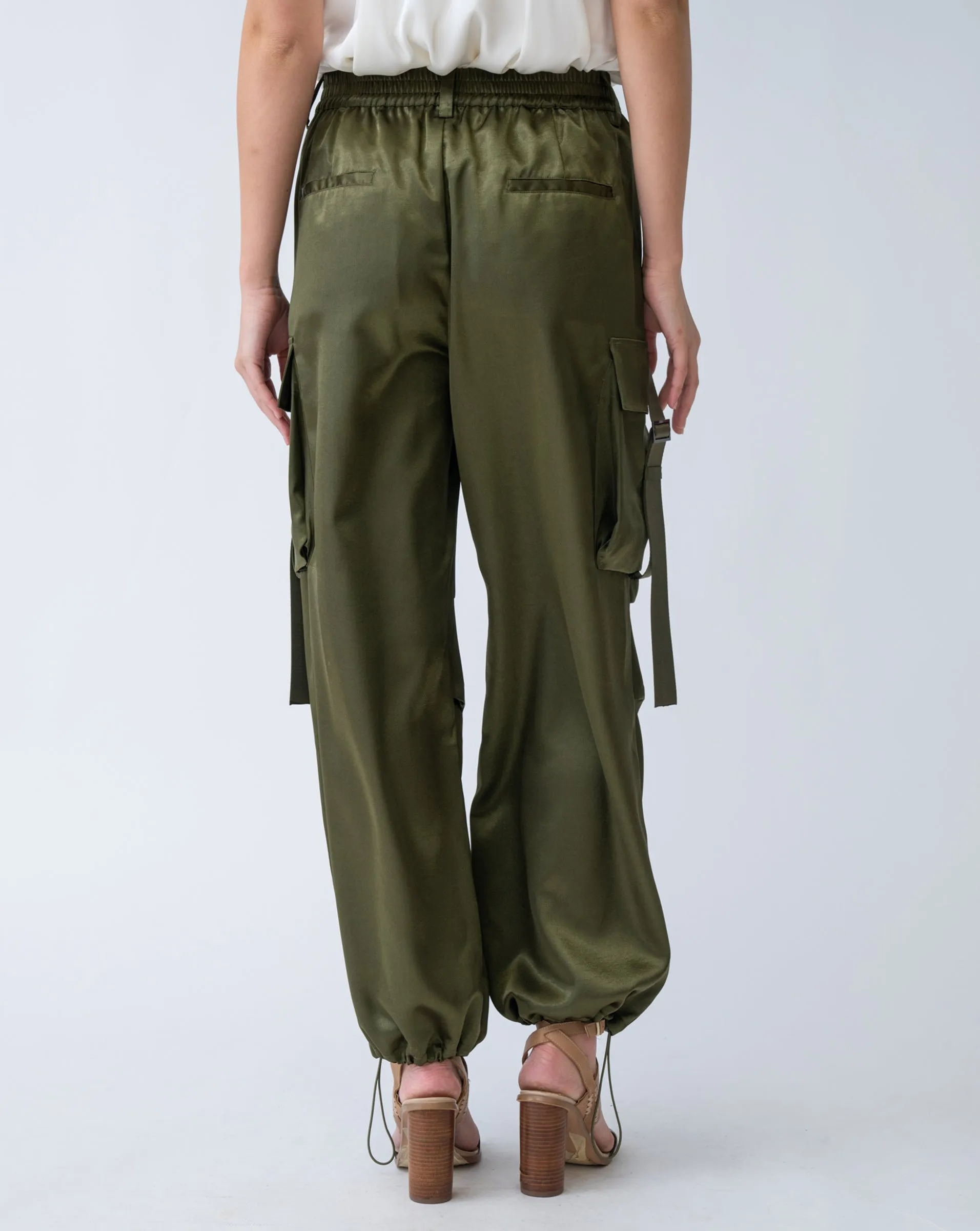 Epidite High Waist Satin Cargo Pant