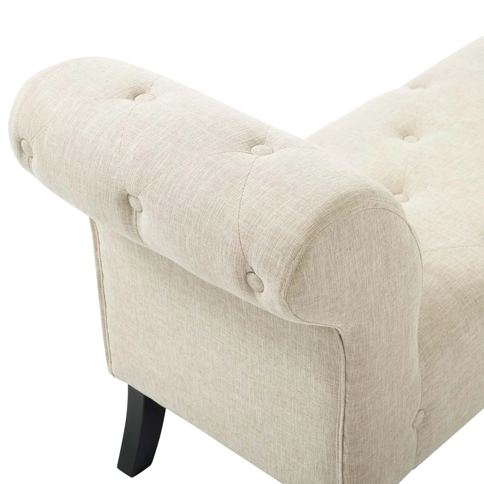 Evince Button Tufted Accent Upholstered Fabric Bench