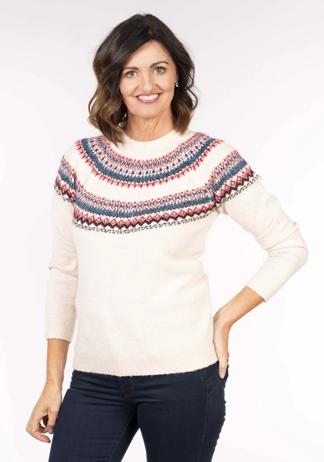 Fairisle Yoke Jumper - Cream